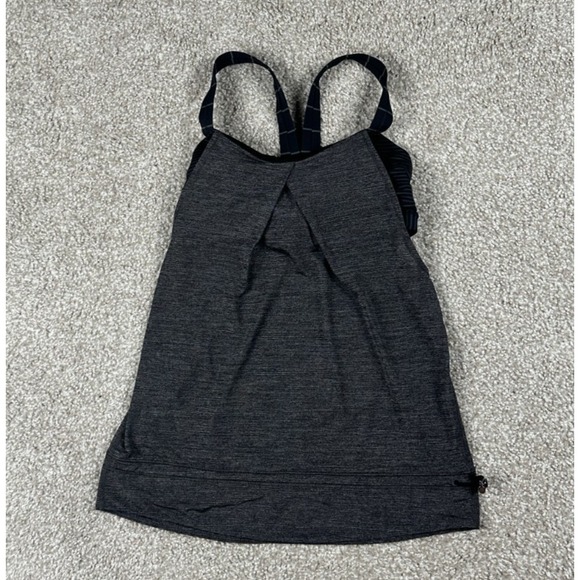lululemon athletica Tops - Lululemon Rest Less Tank Top Womens 6 Gray Drawcord Cinch Waist Shelf Bra